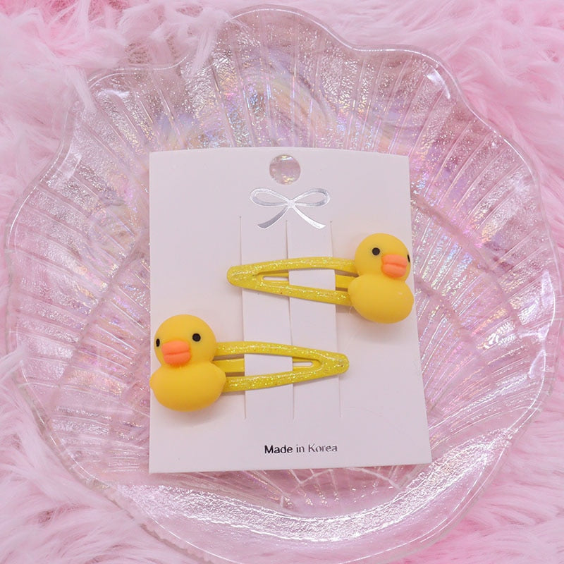 2Pcs/Set Kawaii Cartoon Hair Accessories Fashion Animal Duck Resin Baby Headband