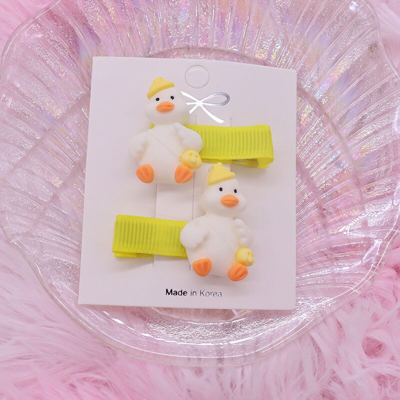 2Pcs/Set Kawaii Cartoon Hair Accessories Fashion Animal Duck Resin Baby Headband