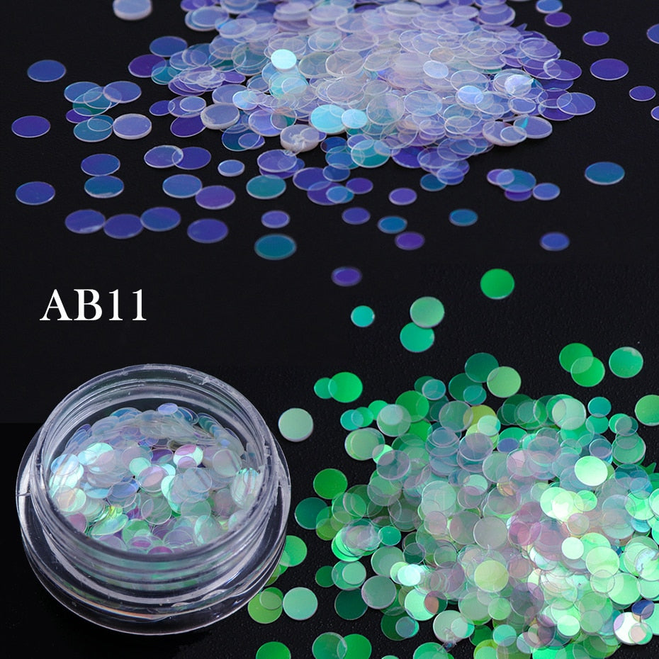 Green Blue Holographic Round Pieces Nail Glitter Decoration Nail Art Decor DIY