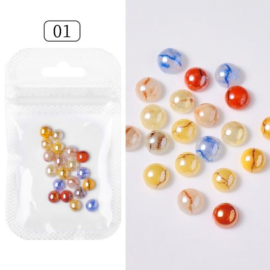 Colorful Pearl Pattern Dots Nail Art Charms DIY Flatback 3D Nail Decoration Nail