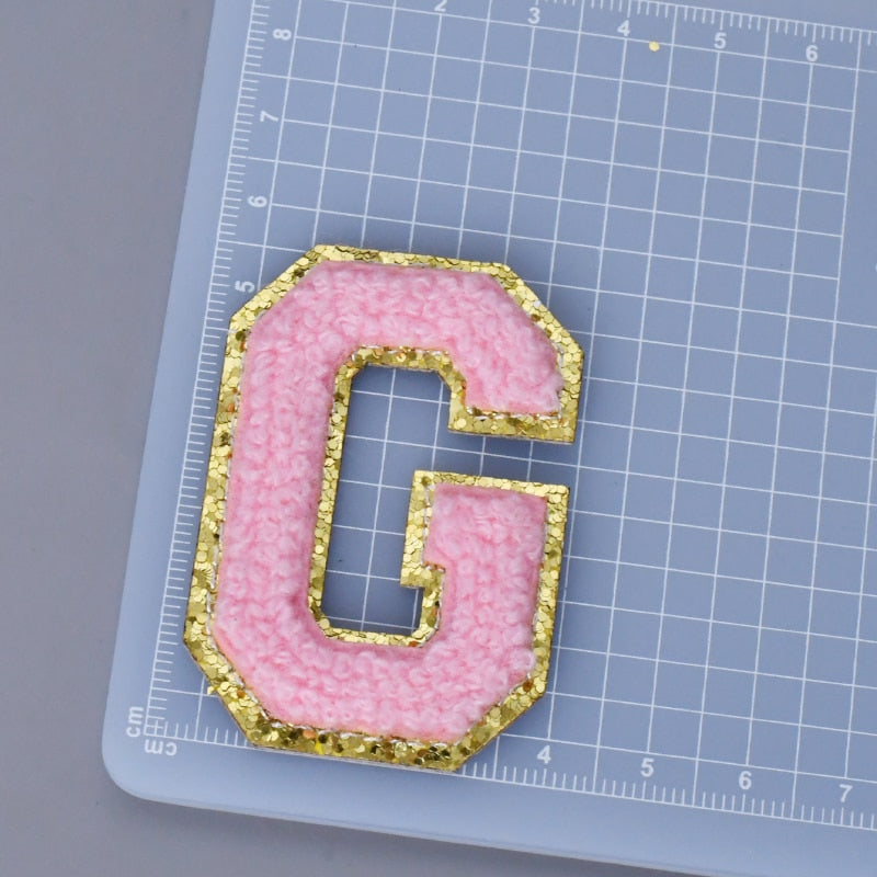 A-Z Letter Patches 5.5cm Adhesive Letter Patches Towel Chenille Embroidery For