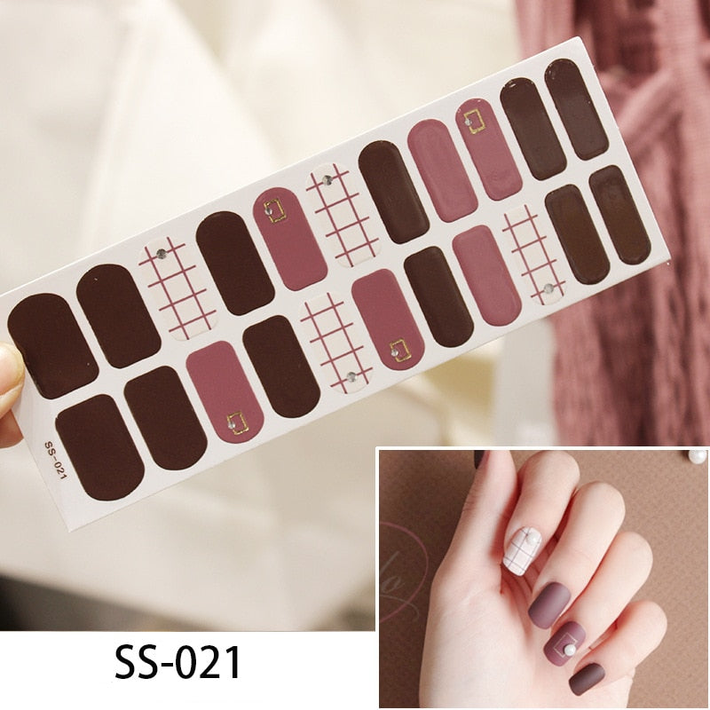 Dusty Red Tones Nail Art Stickers Nail Wraps Manicure DIY Nails Decor Decal