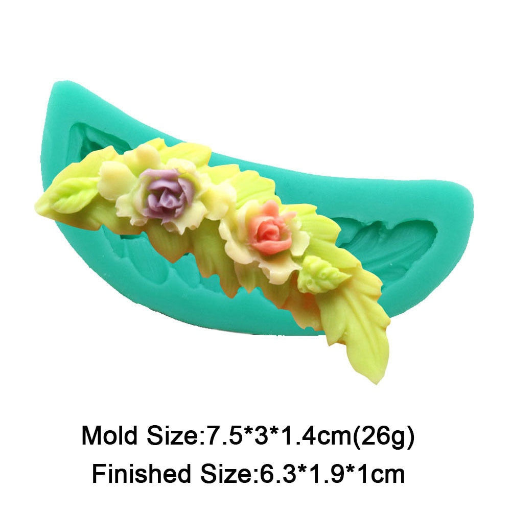 Flower Garland Rose 3D Silicone Molds For Mug Chocolate Mold Clay Decoration