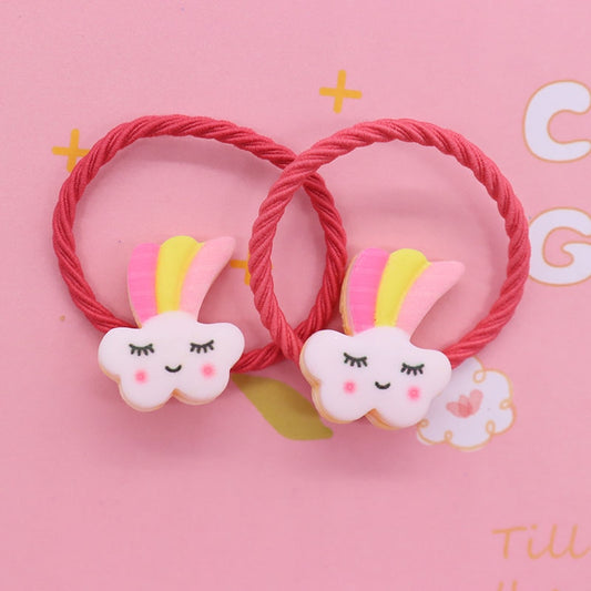 2Pcs Smily Clouds Cartoon Rubber Band Kids Art Hairband Creative Scrunchies