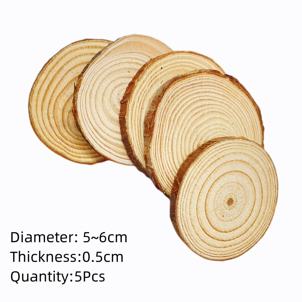 3-12cm Thick 1 Pack Natural Pine Round Unfinished Wood Slices Circles With Tree