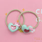 2Pcs/Set Glittering Love Resin Children's Rubber Bands Sweet Hair Accessories