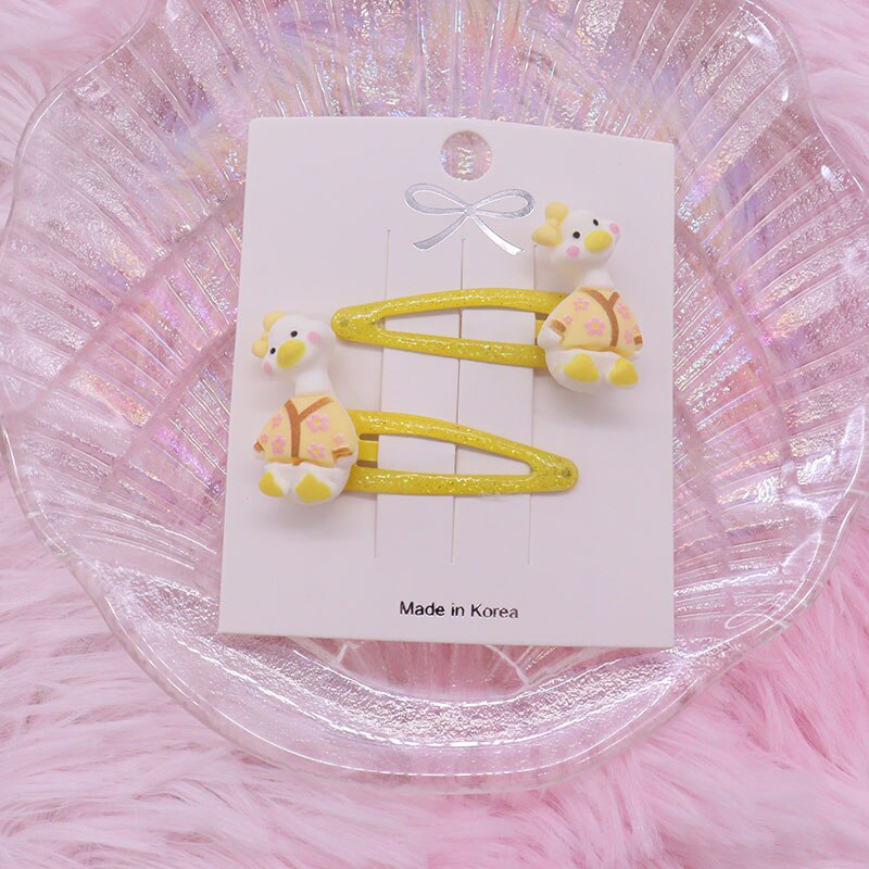 2Pcs/Set Kawaii Cartoon Hair Accessories Fashion Animal Duck Resin Baby Headband