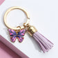 Purple Dripping Oil Butterfly Charms Keychain Tassel Girl Fashion Key Rings
