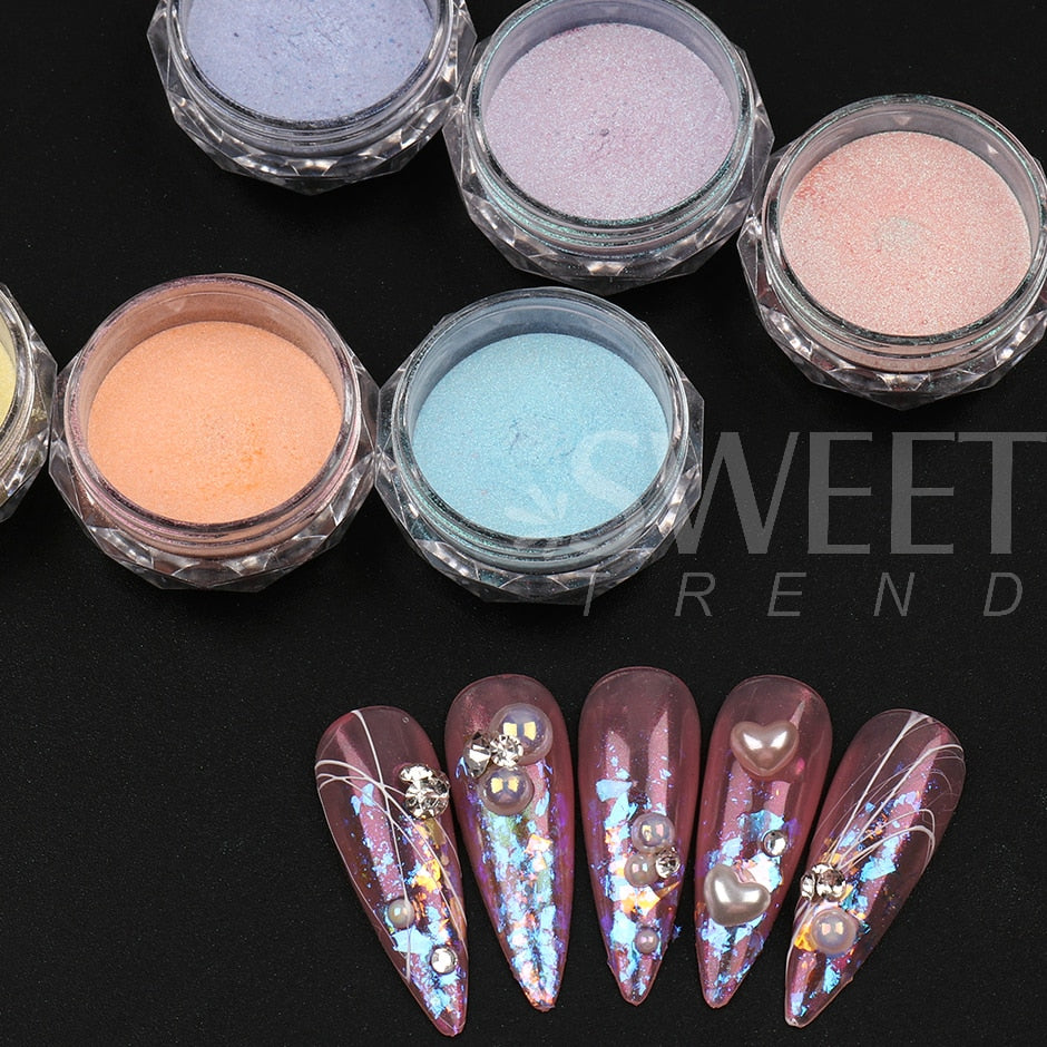 Fairy Nail Pigment Powder Holographic Fine Chrome Rubbing Dust Shimmer Gentle