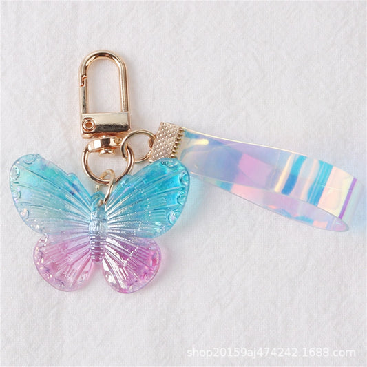 Purple Blue Ombre Design Butterfly Acrylic Keychain Three-dimensional Dream