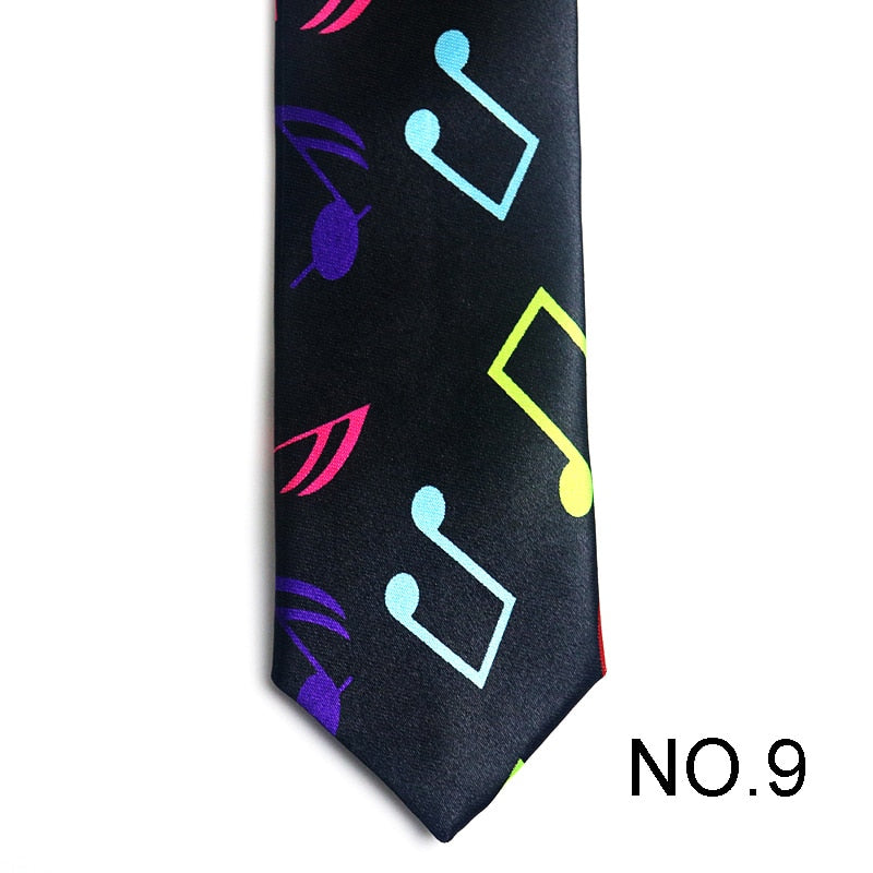 50 Styles Novelty Mens 5cm Polyester Tie Skinny Musical Neckties Piano Notes