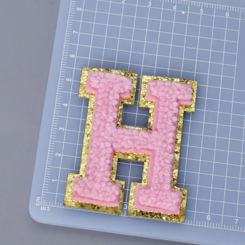 A-Z Letter Patches 5.5cm Adhesive Letter Patches Towel Chenille Embroidery For