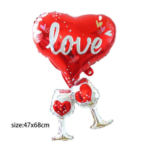 Wine Glasses and Heart Balloon Valentines Day Inflatable Balloon Birthday