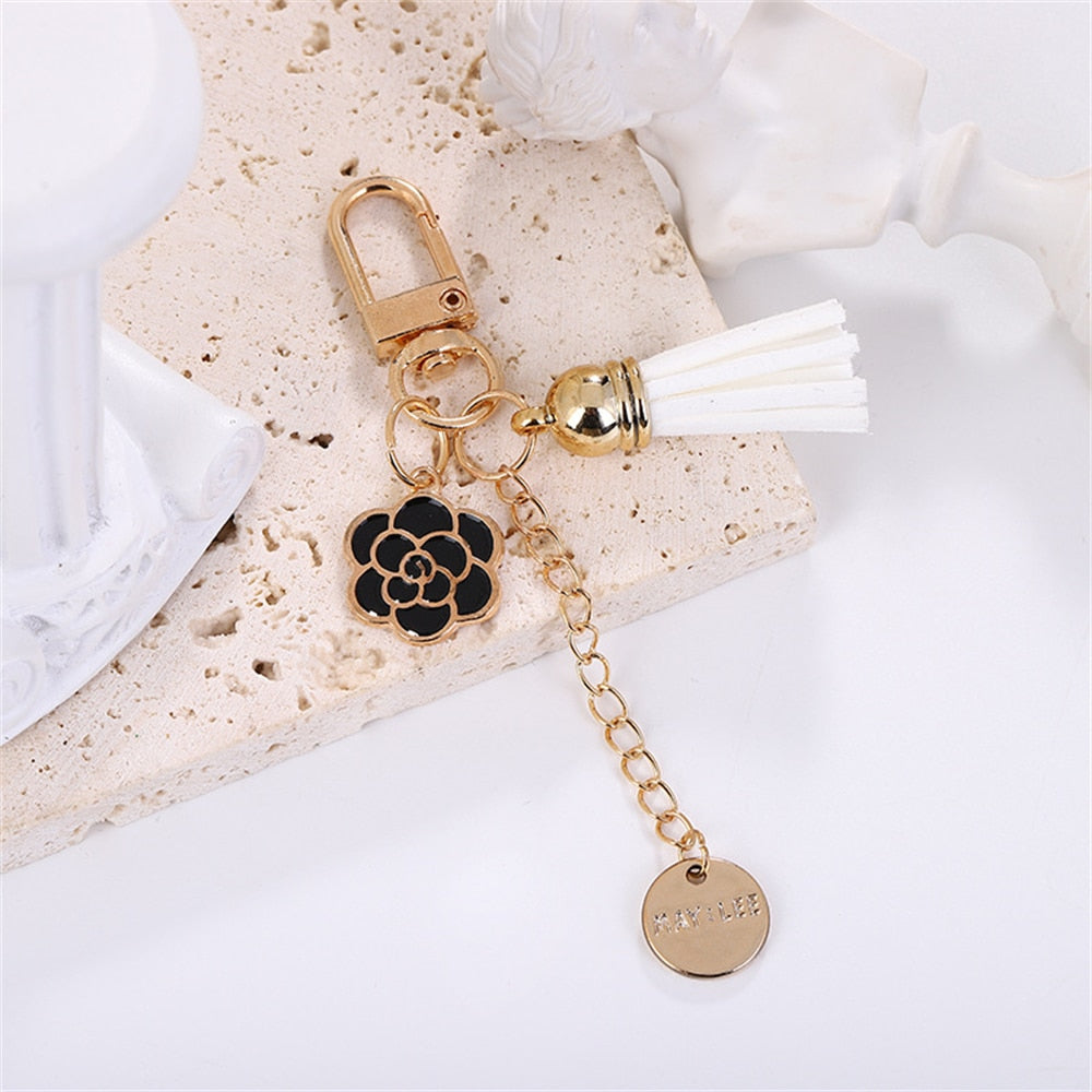 4 Styles Flower Tassel Keychain Earphone Sleeve Ornaments Sweet Keyrings Cute