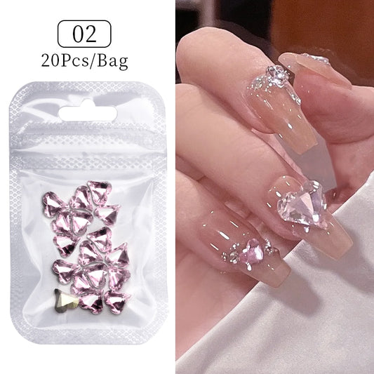 Pink Rhinestone Heart Nail Art Charms DIY Nail Decoration Nail Accessories