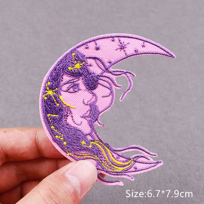 Beautiful Moon Girl Patch Iron On Patches Clothing Thermo-Adhesive Badges