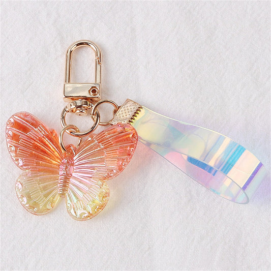 Orange Ombre Design Butterfly Acrylic Keychain Three-dimensional Dream Color