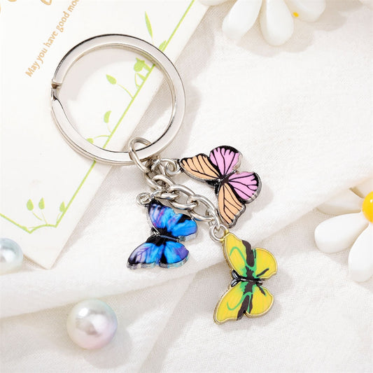 Colorful Enamel Butterfly Keychain Color Dripping Butterfly Insects Color