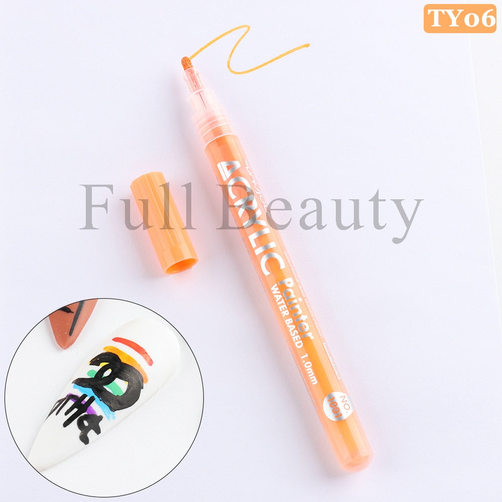 Metallic Gold Nail Polish Waterproof Nail Marker Pen For Design Graffiti Drawing