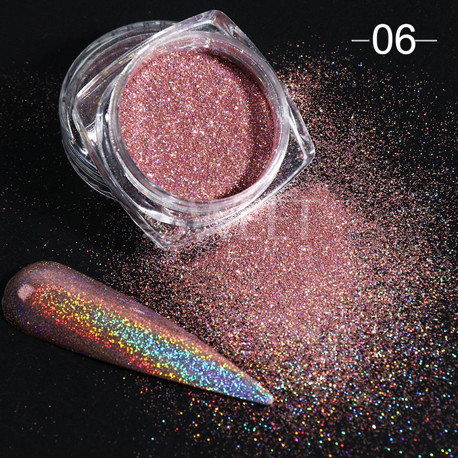 54 Colors 1 Box Reflective Nail Powder Flash Disco Diamond Chrome Pigment