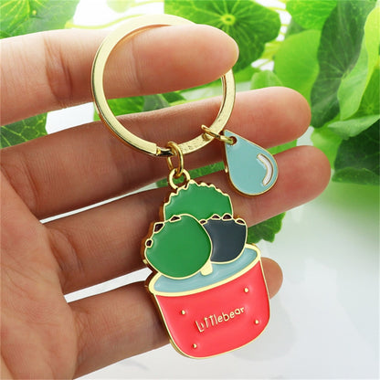 Potted Succulent Plants Keychain Lovely Cactus Key Chain Gift Car Keyholder