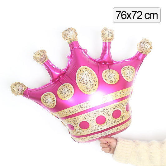 Gold Glitter Pink Crown Balloons Birthday Party Decoration Art Balloon Event