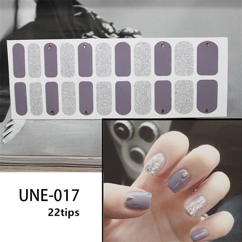 Shimmering Silver and Grey Nail Art Stickers Nail Wraps Manicure DIY Nails Decor