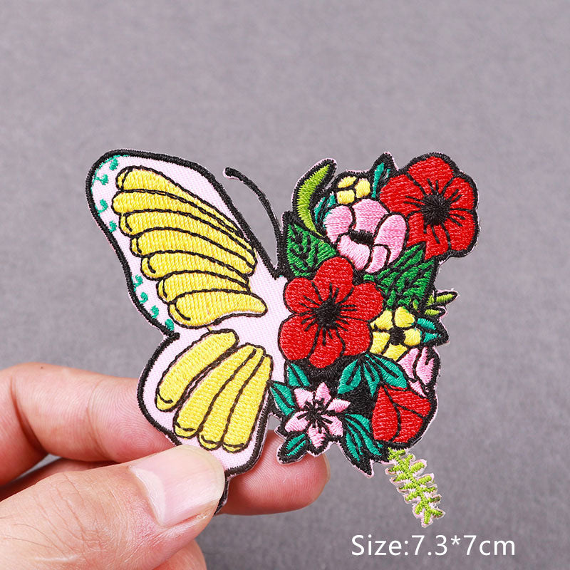 Butterfly Roses Flowers Embroidery Patches Clothing Thermo-Adhesive Badges