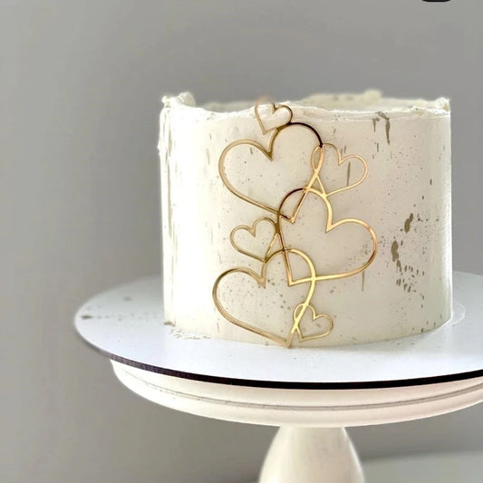 Gold Hearts Mirror Pattern Cake Topper Party Wedding Cake Toppers Cake