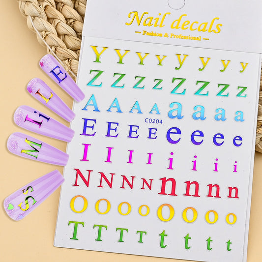 Colorful Letters Nails Stickers Adhesive DIY Nail Art Decals Nail Accessories