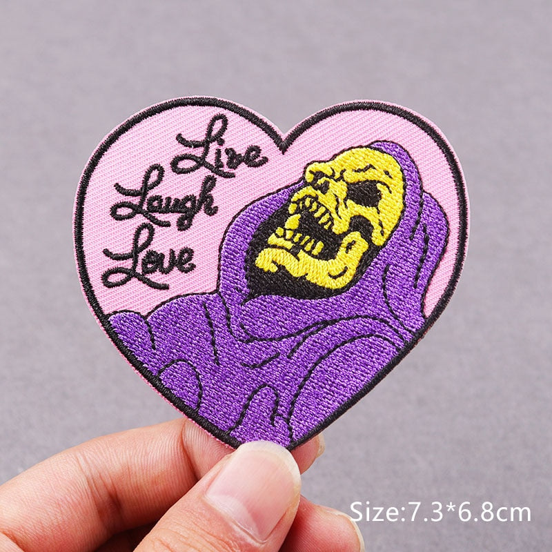 Live Laugh Love Heart Embroidery Patch Iron On Patches Clothing Thermo-Adhesive