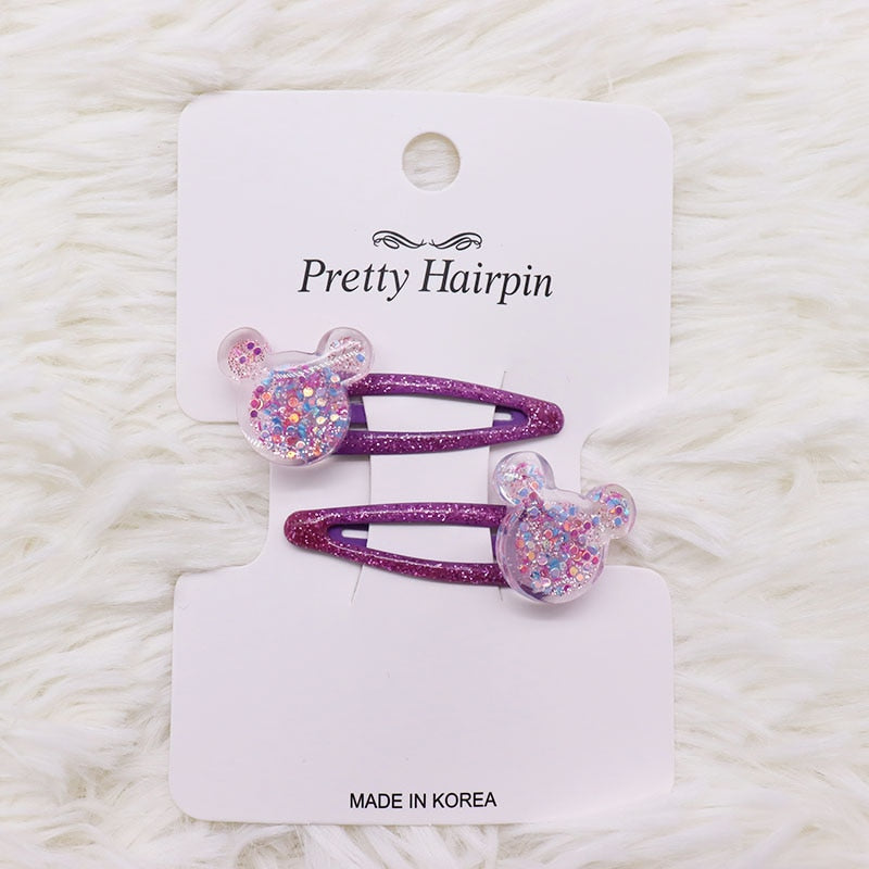 2Pcs/Set Children's Fashion Stars Love Transparent Colorful Hairpin New Girls