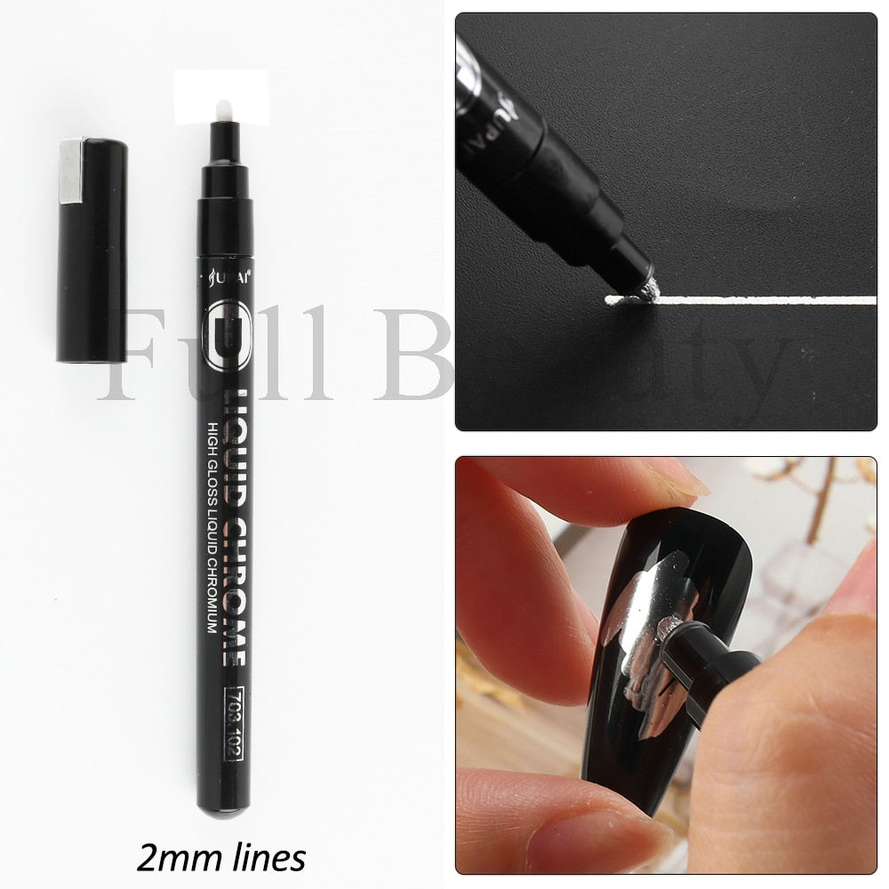 Metallic Gold Nail Polish Waterproof Nail Marker Pen For Design Graffiti Drawing