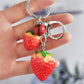 Strawberry Pendant Keychain Keyring Fashion Bag Ornaments Earphone Case Charms