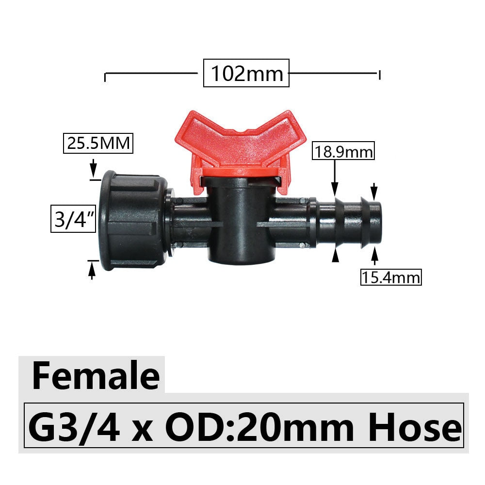 Hose Barbed Mini Valve Garden Tap Barb Connectors With 1/2