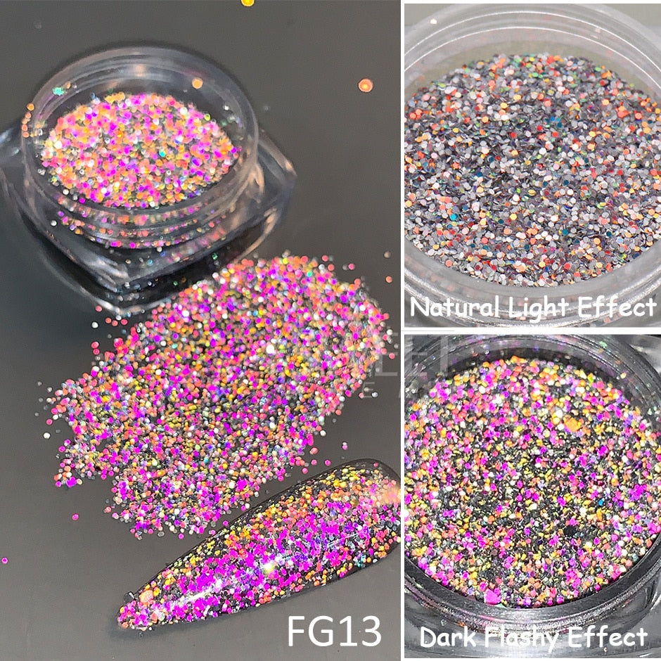 54 Colors 1 Box Reflective Nail Powder Flash Disco Diamond Chrome Pigment