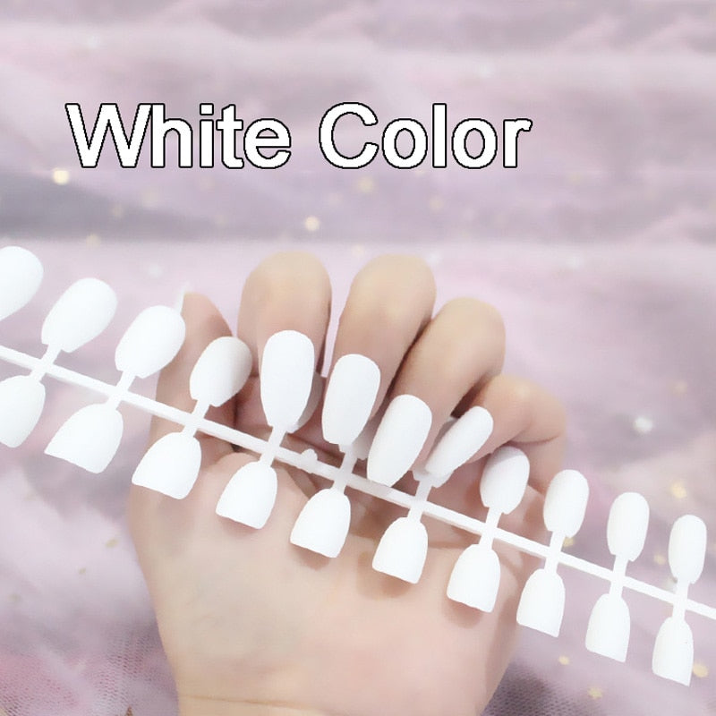 24pcs Colorful Frosted Matte Strips False Nail Ballet Press on Nails Tips for