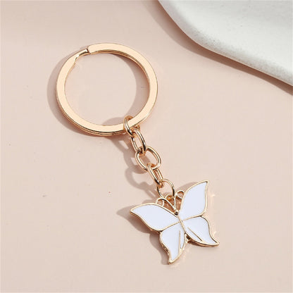 White Metal Butterfly Keychains Women Handbag Charms Exquisite Keyring For Girls