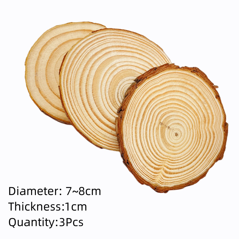 3-12cm Thick 1 Pack Natural Pine Round Unfinished Wood Slices Circles With Tree