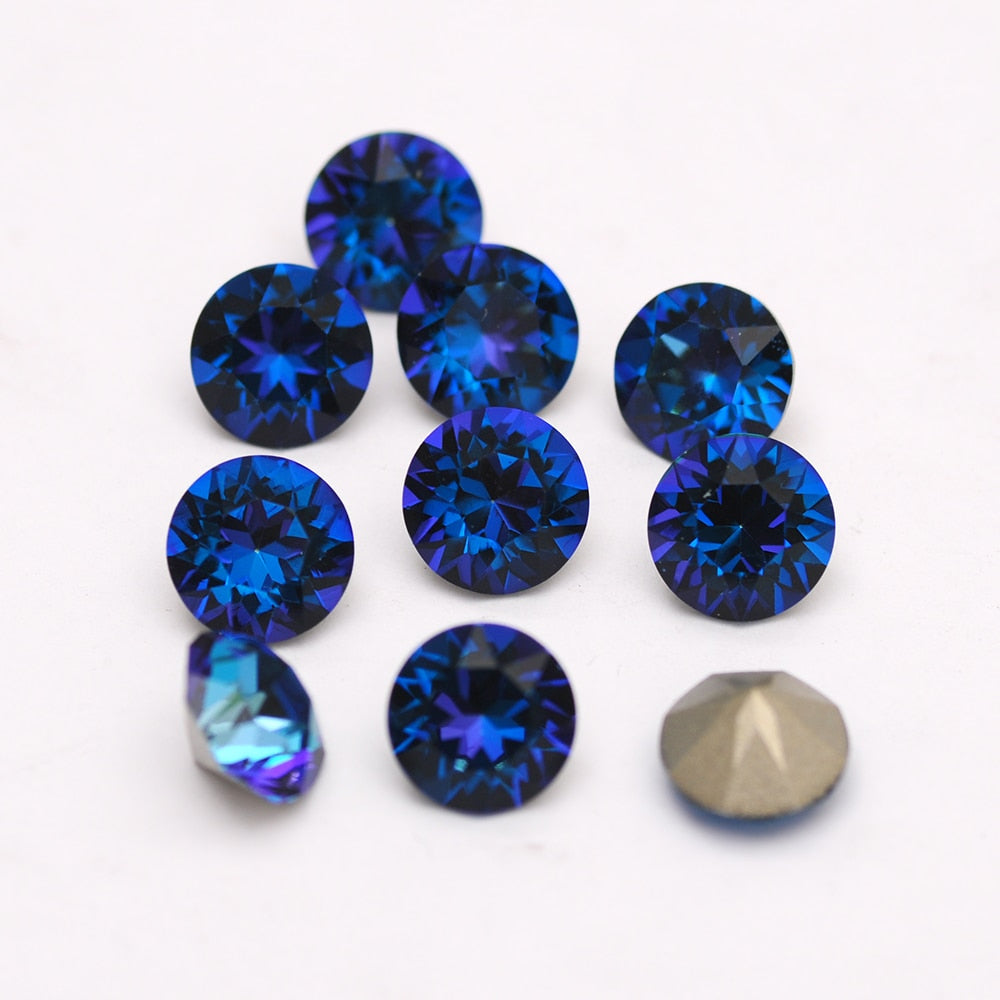 Glass Diamond Shape Round Stone 5-10mm Cone Pointed Crystal Pointback Nail Art
