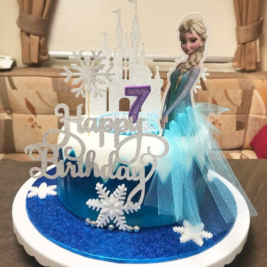 1pc Frozen Princess Elsa Cake Cupcake Toppers Cake Flag Birthday Baby Shower