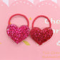 2Pcs/Set Glittering Love Resin Children's Rubber Bands Sweet Hair Accessories