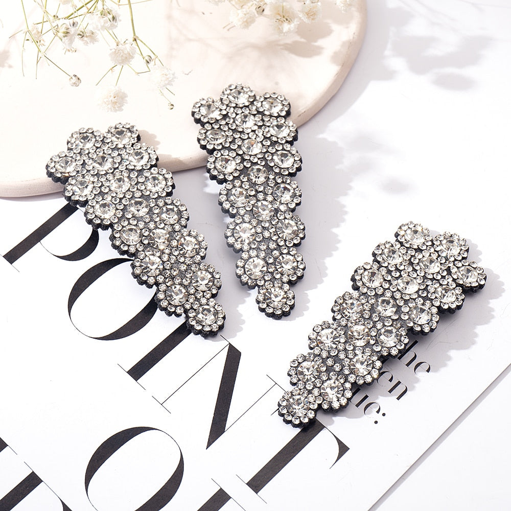 Shine Full Rhinestone Hair Clip Barrettes Duckbill Hairpins for Women Baroque