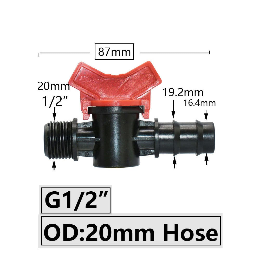 Hose Barbed Mini Valve Garden Tap Barb Connectors With 1/2