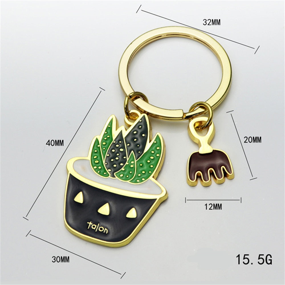 Creative Cactus Succulent Plant Keychain Lovely Cactus Key Chain Gift Car