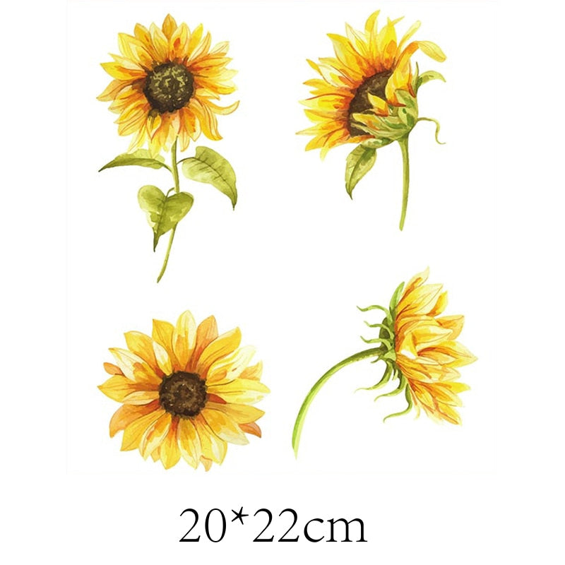 Sunflower Flower Thermal Stickers on T-shirt DIY Patches Iron on Transfer for