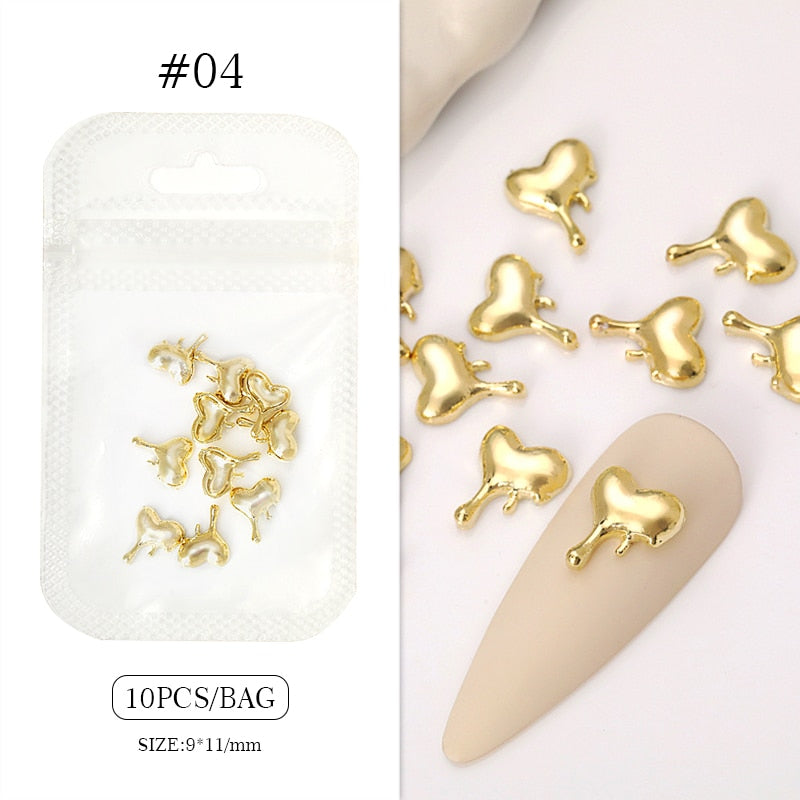 Melting Heart Gold Nail Art Charms DIY Nail Decoration Nail Accessories