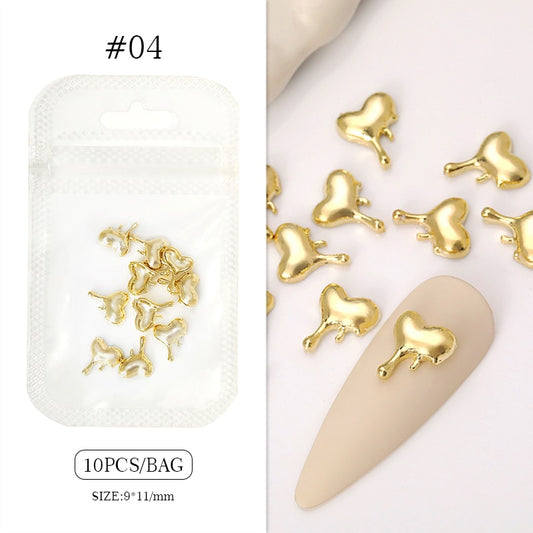 Melting Heart Gold Nail Art Charms DIY Nail Decoration Nail Accessories