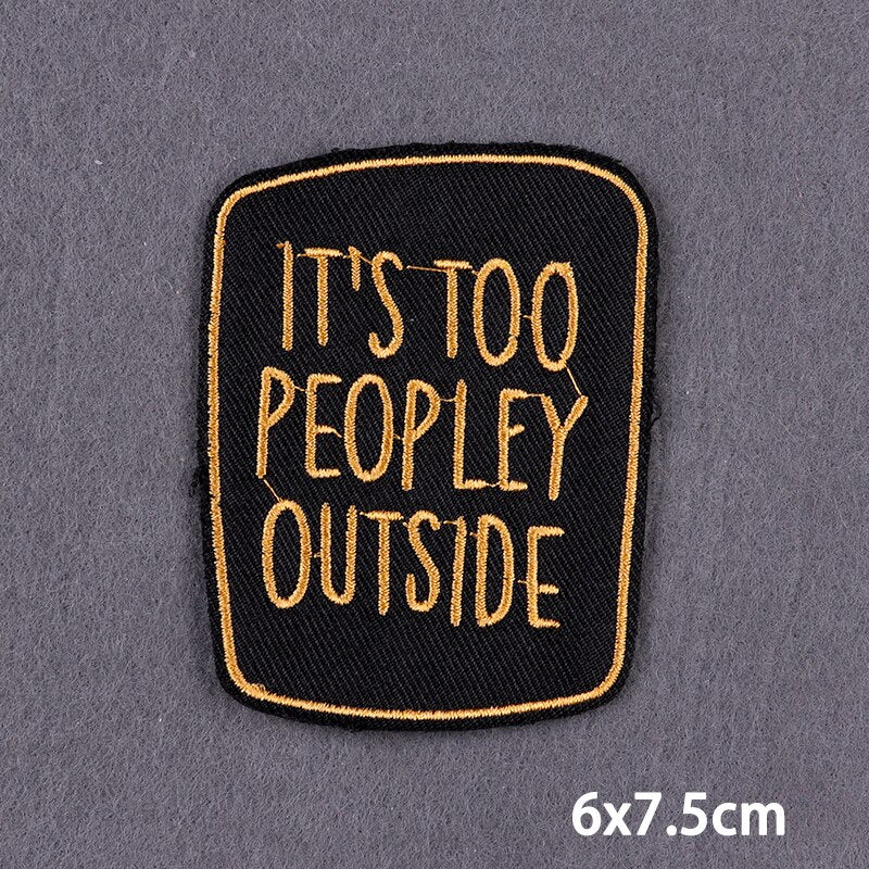 46 Styles Black Patch With Slogan Iron On Patches For Clothes DIY Embroidery