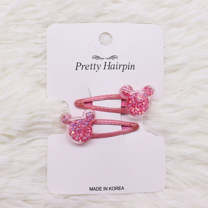 2Pcs/Set Children's Fashion Stars Love Transparent Colorful Hairpin New Girls